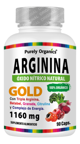 Arginina Gold. Purely Organics. 90 Cápsulas.