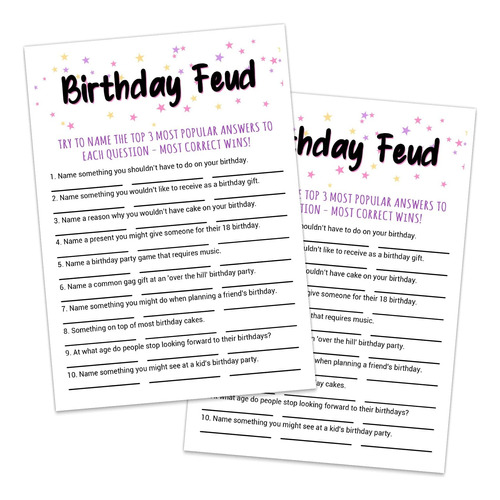 Juego De Fiesta De Cumpleaños Para Adultos, Tarjetas De Jueg