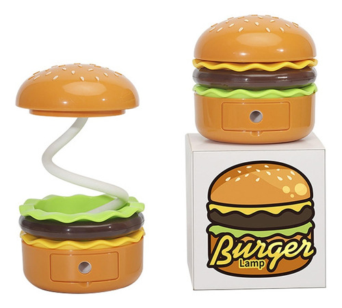 Mini Lámpara Led En Forma De Hamburguesa + Sacapuntas