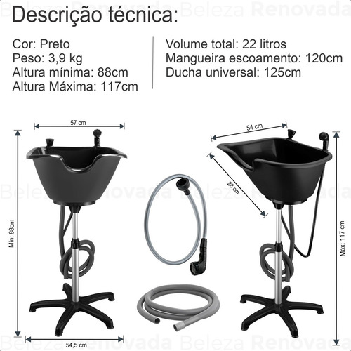 Lavatório Portátil para cabelo Desmontável Dompel Cuba Ducha Lavar Cabelo em Casa