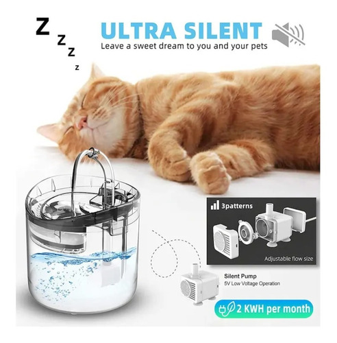 Imagen 9 de 10 de Bebedero Fuente De Agua Filtro Dispensado Gato Mascotas 1.8l