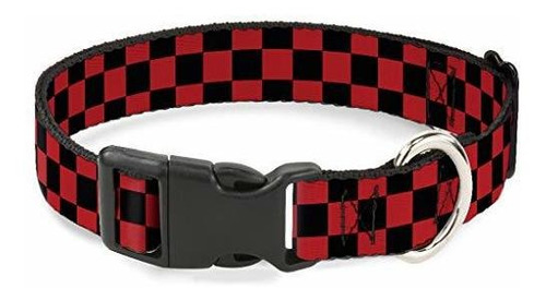 Cat Collar Breakaway - Checker Black Ht Red - Narrow Fits 8-