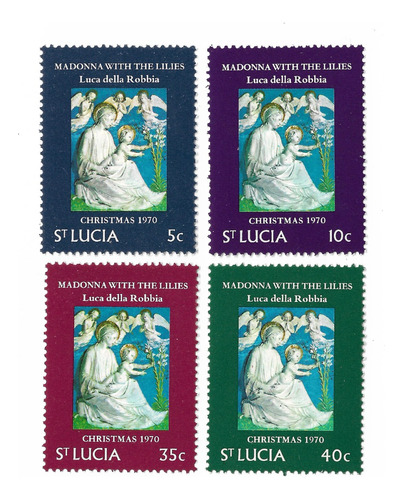 St Lucia 1970 Navidad Serie 4 Valores Mint En Relieve 284/7 