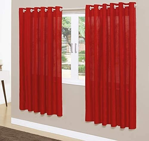  Admirare Curtina Ambientes Pequenos De 170cm X 220cm Liso Cor Vermelha - Unidade De 1