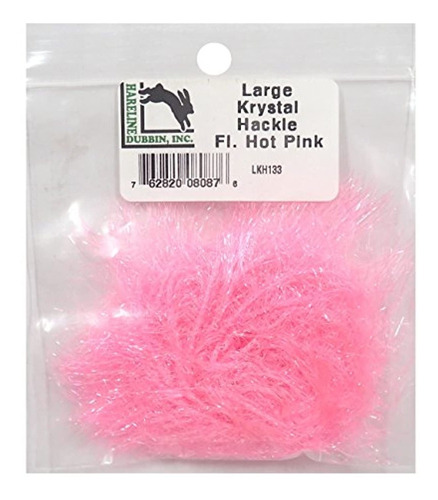 Brand: Hareline Dubbin Large Krystal Hackle Fl. Hot Pink