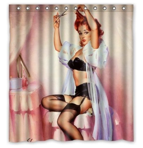  Pinup Lady Cortina De Ducha De Baño  Vintage Retro   ...