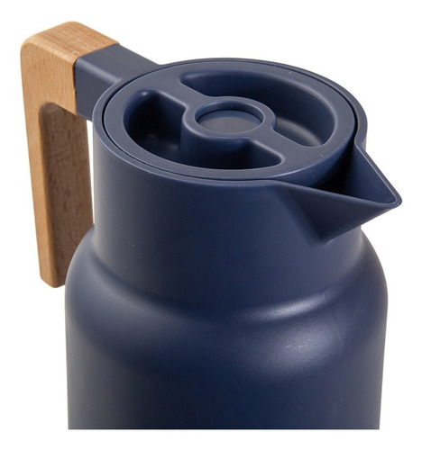 Garrafa Térmica Fashion Wood Azul 1l Termopro Café Chá Àgua