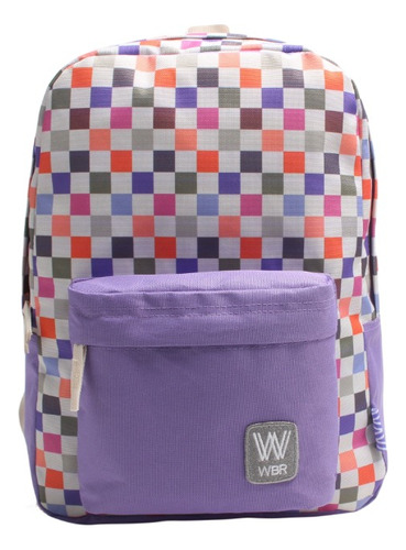 Mochila Urbana Wbr Cuadriculado Violeta Estampado