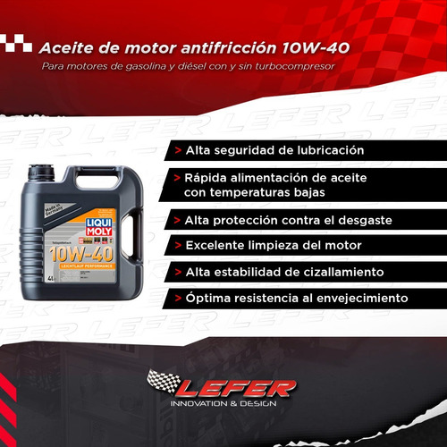Imagen 2 de 6 de Aceite 10w40 Leichtlauf Performance Liqui Moly Semisintetico