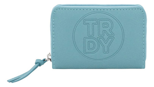 Billetera Compacta Trendy Compacto Y Elegante Logo Trdy Color Aqua Diseño De La Tela Liso