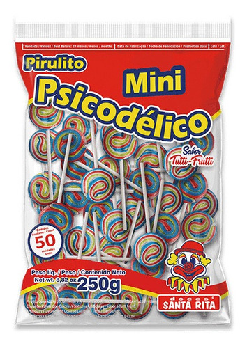 Pirulito Mini Psicodélico De 250g Colorido