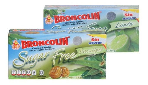 Caramelo Macizo Broncolin Sin Azúcar Eucalipto 2 Pzas 35 Grs