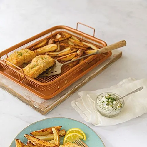 Cobre Chef Cobre Crisper Bandeja Antiadherente Para Horno Co Copper
