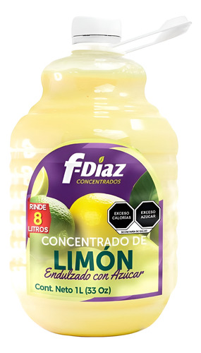 1lt De Concentrado De Limón Con Azucar 100% Natutal F-diaz