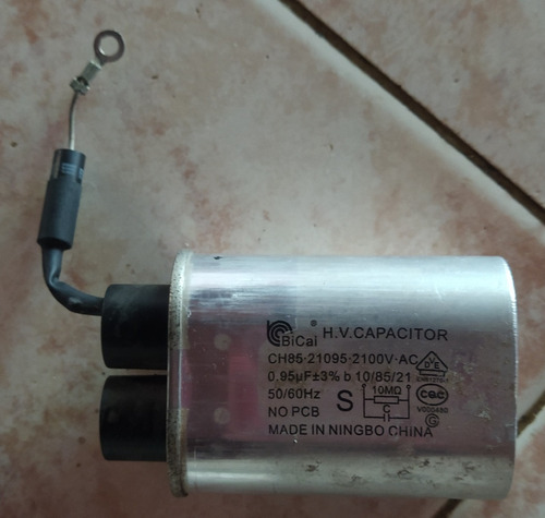 Capacitor Microondas 0.95 Mf X 2100vac Con Diodo