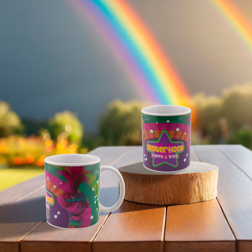 Taza De Cerámica Trolls 3 Que Cambia De Color 340 Ml Color Negro