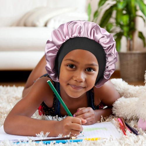 Gorro De Satén De Doble Capa Para Niños, Banda Elástica Anch