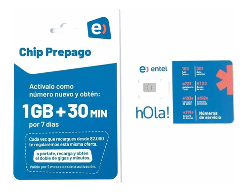 Chip Prepago Entel Portabilidad O Nuevo Numero /3gmarkte