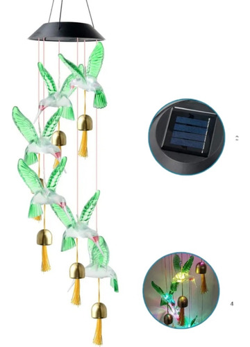 Colgante Colibri Solar Campanillas Diseño Exclusivo