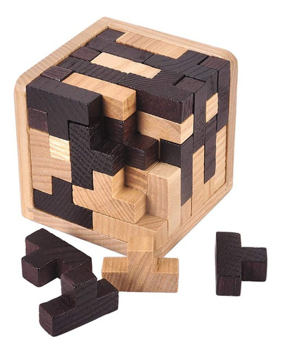 Kingou Wooden Brain Puzzle Cube 3d Brain Teaser Puzzles 54 P