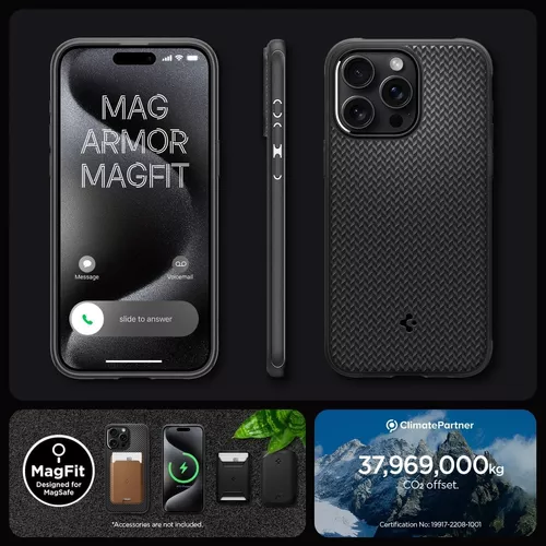 Funda Armor Magfit Spigen Para iPhone 15 Pro Max Negro
