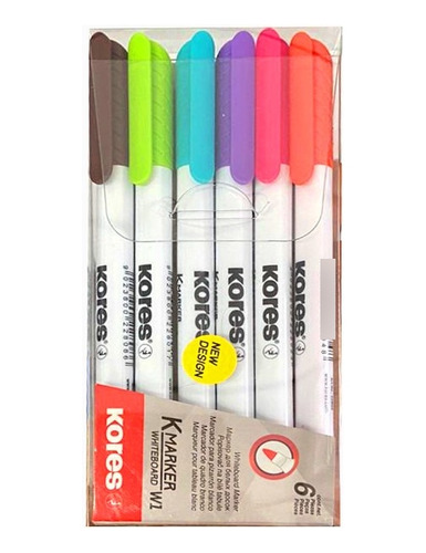 Marcador Borrable Kores Delgado X 6 Colores