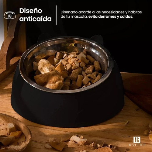 Bebedero Gatos Comedero Perro Recipiente Agua Comida Mascota Negro