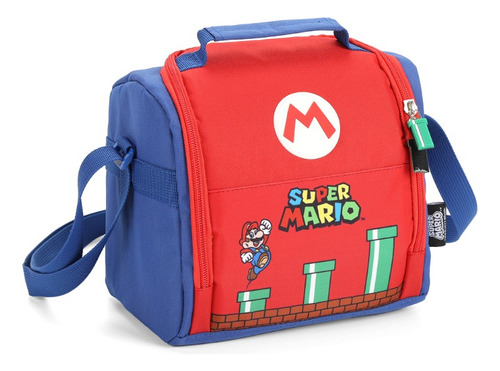 Lancheira Escolar Super Mario La46943mo Luxcel Azul Vermelho