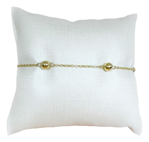 Pulseira Portuguesa Bolas Ouro 18k 750 Comprimento 18 Diâmetro 5 Cm