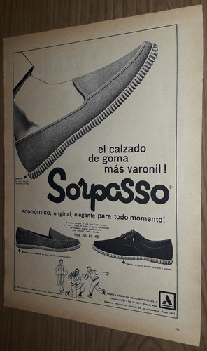 P416 Clipping Publicidad Zapatillas Sorpasso Año 1966 (Usado)