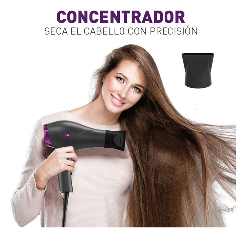 Secadora De Cabello 2 Velocidades Ajustables Plegable Secador De Pelo Con Boquillas Y Difusor Para Hogar