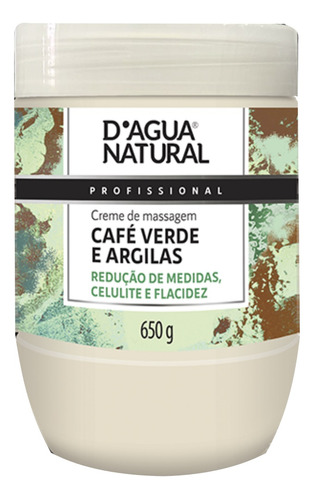 Creme De Massagem Café Verde E Argila 650g Dágua Natural