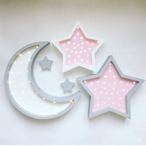 Set Decorativo Para Habitaciones Infantiles Luna Y Estrellas