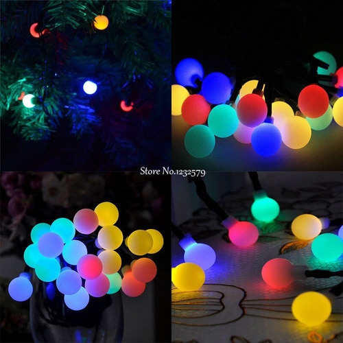 Imagen 4 de 7 de Guirnalda Solar Esfera Bolita 5 Metros 50 Led Multicolor