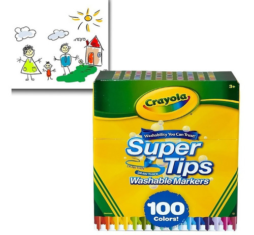 Super Tips 100 Plumones Crayola Marcadores Delgados Lavables