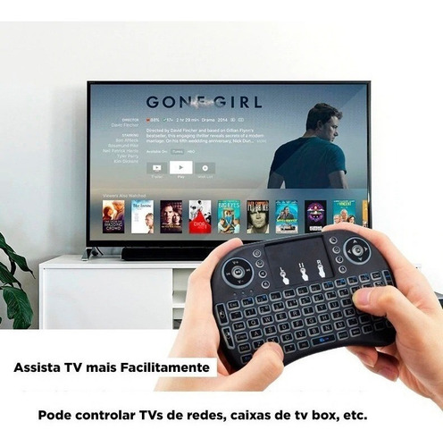 Mini Teclado Sem Fio Wireless Controle P/ Smart Tv Box Pc Cor Do Teclado Preto Preto