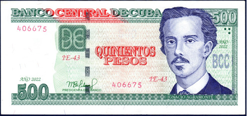 500 Pesos 2022 Billete De Cuba Ignacio Agramonte Asamblea