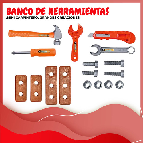 Banco De Herramientas Set De Carpinteria De Juguete