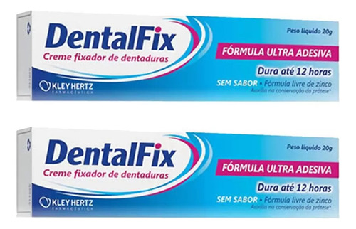 Kit 2 Dentalfix Creme Fixador De Dentaduras Sem Sabor 20gr