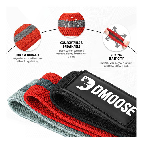 Bandas De Resistencia A La Tela Dmoose Para Hacer Ejercicio,