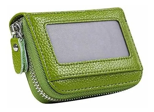 Billetera De Dama Cartera De Acordeón De Cuero Con Bloqueo