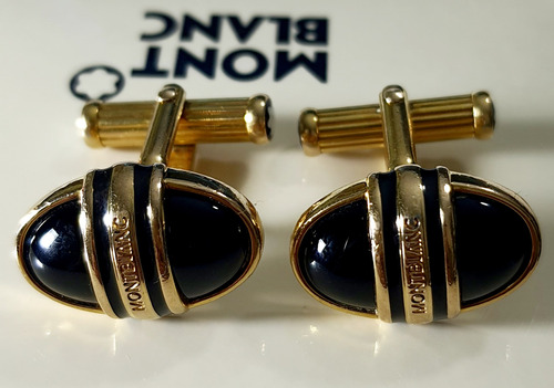 Originales Mancuernillas Montblanc Gemelos Mancuernas Onix (Usado)