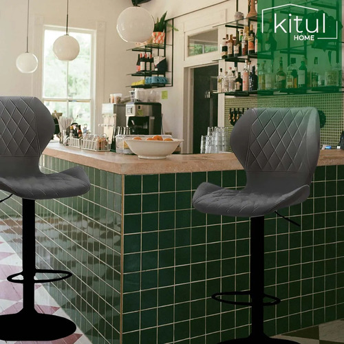 Set 2 Bancos De Cocina Alur Barra Silla Taburete Alto Cómodo Color Gris Oscuro