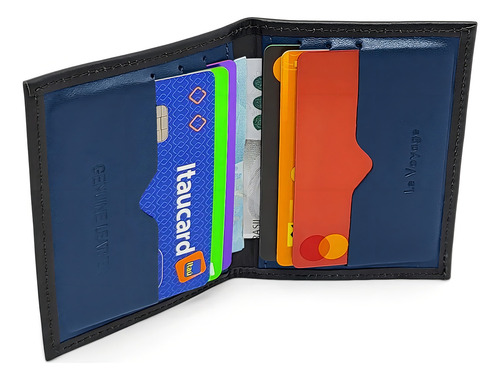Billetera Le Voyage 245-00 con diseño Lisa color azul oscuro de cuero - 10.3cm x 7.8cm x 1cm