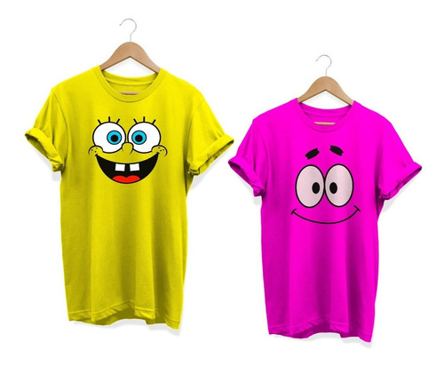 Duo Playeras Bob Sponja Patricio San Valentin 14 De Febrero