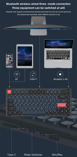 Teclado Mecânico Ajazz Ak832 Pro Rgb Com Tela (low Profile)