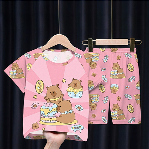 / Ropa Deportiva Casual Con Estampado De Capibara Para Niños