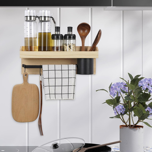 Estante De Pared Para Cocina, Perchero, Ganchos Extraíbles,