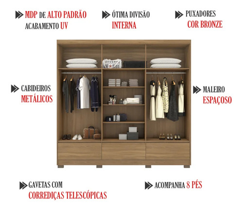 Guarda Roupa Casal 6 Portas 63330k Himalaia Amendola Touch D