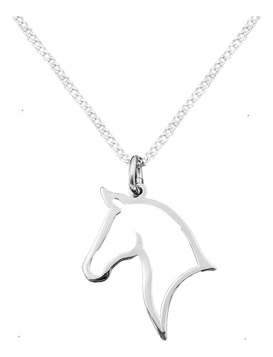 Dije Y Cadena Caballo Silueta Grande Plata 925 Con Envio